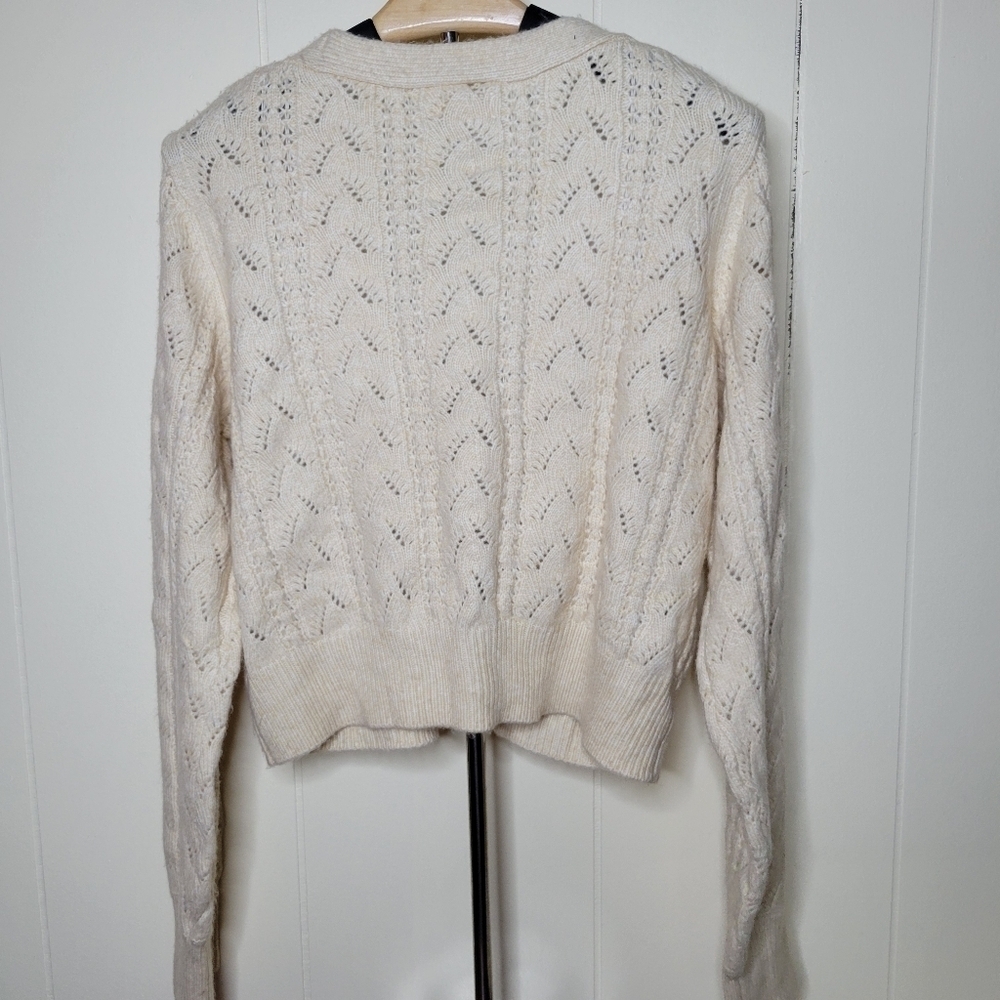 Jessica Simpson Cream Knit Long Sleeve Button Up Cropped Cardigan - Picture 3 of 6